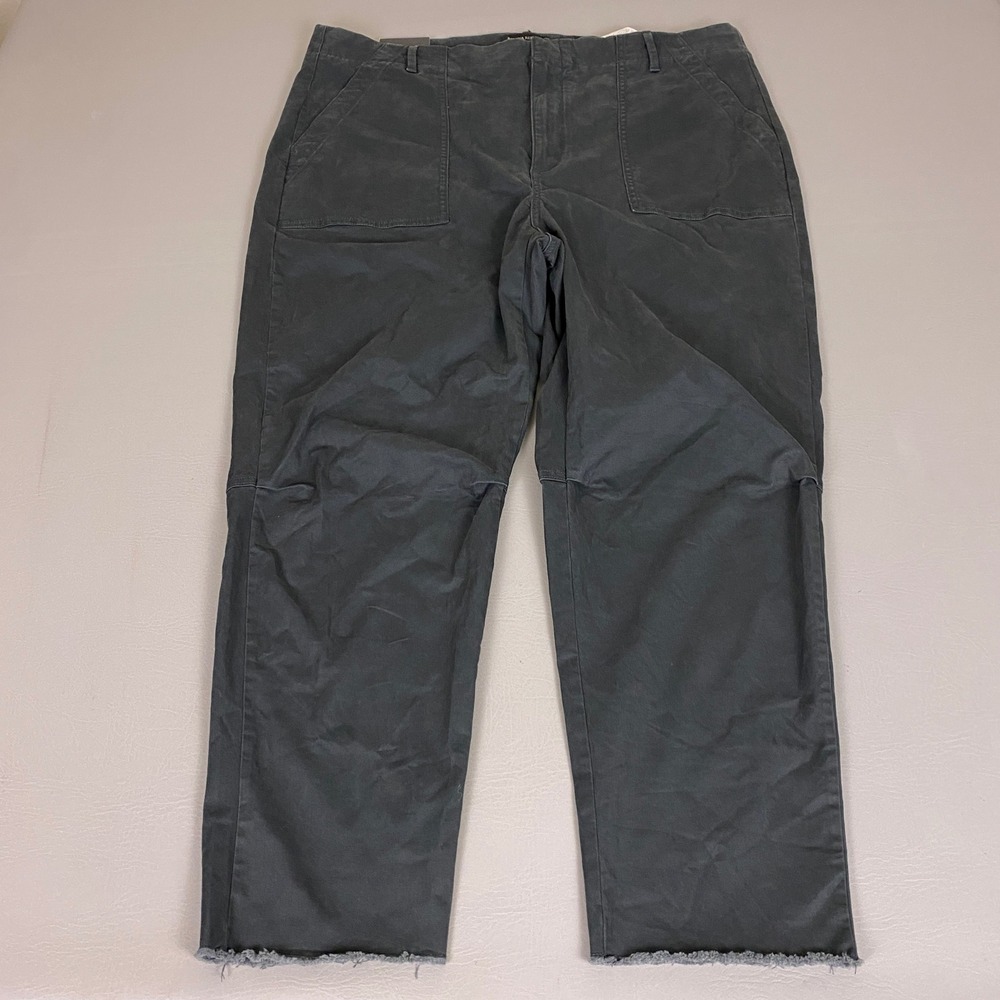 Banana Republic Pants Authentic Chino Girlfriend Fit Gray Raw Hem Women's 18 NWT